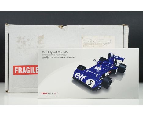 Boxed ltd edn 1/18 True Scale Miniatures TSM Model Scale Miniatures Jackie Stewart signed 1973 Tyrrell 006 #5 German Grand Pr