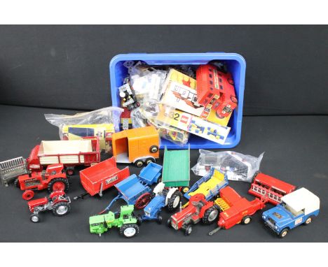 Quantity of various toys and games to include quantity of farming diecast models featuring Britains Ford Tractor, Britains Po