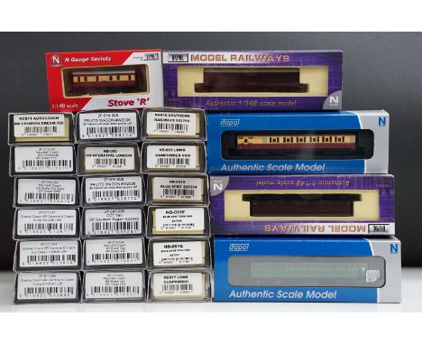23 Cased / boxed Dapol OO gauge items of rolling stock to include NC011 Autocoach BR crimson/cream 192, 'Stove R' British Rai