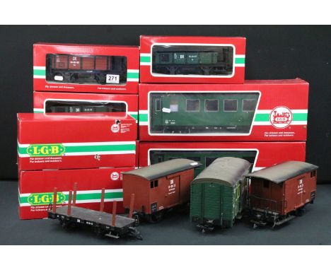 Eight boxed Lehmann The Big Train G scale items of rolling stock to include 41060, 38078, 2 x 34620, 2 x 40055 &amp; 2 x 4106