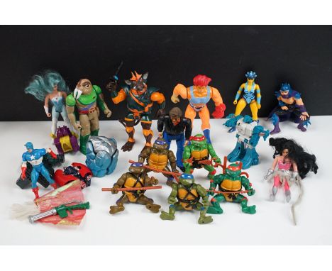 Collection of 80s figures featuring 2 x Hasbro Takara G1 Transformers figures (Sparkabots and Firecons Cindersaur &amp; Jumps