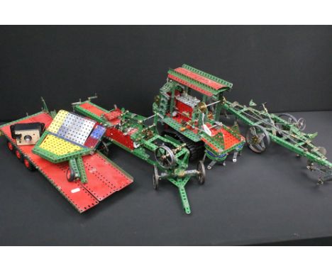 Meccano - Quantity of four various Meccano models to include Tracked Tractor (Possible a Rushton-Holt Tracked Tractor), 2-Way