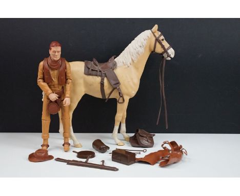 Marx Johnny West Thunderbolt Cowboy action figure and Horse, complete with cowboy hat, gun holster, shotgun, pan, satchel, et