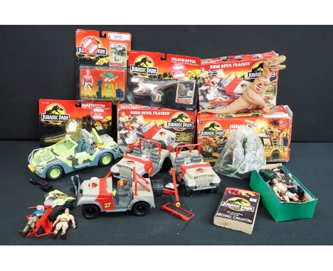 Six boxed / carded Kenner Jurassic Park sets to include Jungle Explorer, 2 x Bush Devil Tracker, Velociraptor With Dino Strik