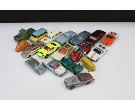 17 Mid 20th C play worn diecast models to include Dinky, Corgi, Budgie and Matchbox featuring Corgi 233 Heinkel, Corgi Ford M