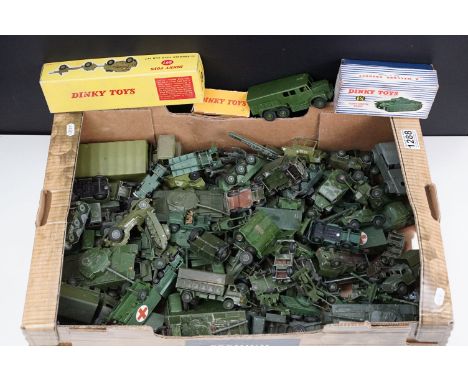 Around 75 Dinky military diecast models to include Centurion Tank, Tank Transporter, 621 3 Ton Army Wagon, 626 Military Ambul