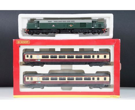 Boxed Hornby OO gauge R2512 New Strathclyde PTE ClSS 156 430 set plus a Bachmann D210 Empress of Britain locomotive with Digi
