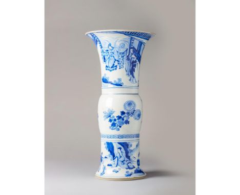 Kangxi (1662-1722), with six character Chenghua mark The trumpet-shaped neck is exquisitely painted with a terrace scene feat