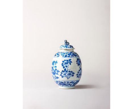 Kangxi Period (1662-1722) With six molded panels each featuring a branch with flowers or fruits. Shoulder and base encircled 