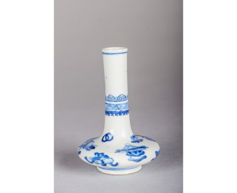 Kangxi Period (1662-1722) Potted with the body rising to a long slender neck. Painted with 'Daoist Emblems' (Baxian) and 'Pre