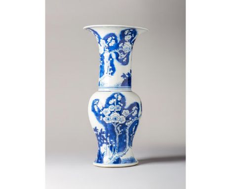 Kangxi Period (1662-1722) Painted in in vibrant shades of blue, depicting flowering branches of prunus and rocksHeight: 46,8 