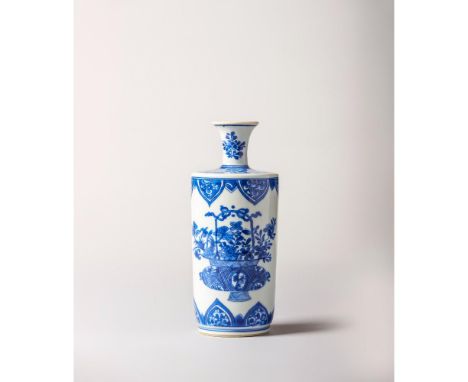 Kangxi Period (1662-1722) Featuring two baskets with flowers between ruyi borders. The shoulder is painted with white-reserve