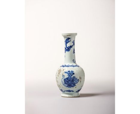 Kangxi Period (1662-1722), with six character Jiajing mark Modelled with a flared pedestal foot, globular body, and a long, s
