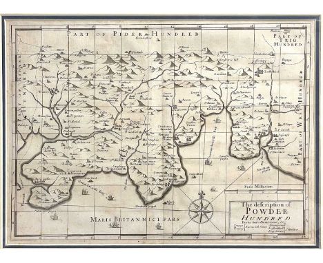 JOHN NORDEN. 'The Description of Powder Hundred,' uncoloured engraving, some light foxing, mounted, vg, 1728. 24.5cm x 34.5cm