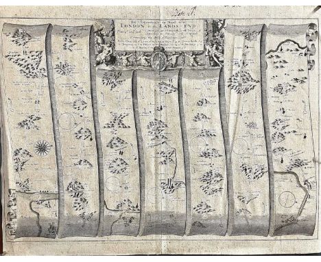 JOHN OGILBY. 'The Continuation of the Road from London to the Lands-End, plate 4 and last,' engraved line map, backed on to c