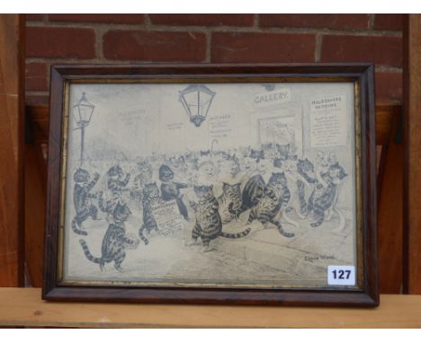 LOUIS WAIN- BLACK AND WHITE PRINT AFTER A SKETCH MOLROWERS WOOING F/G 34CM X34CM