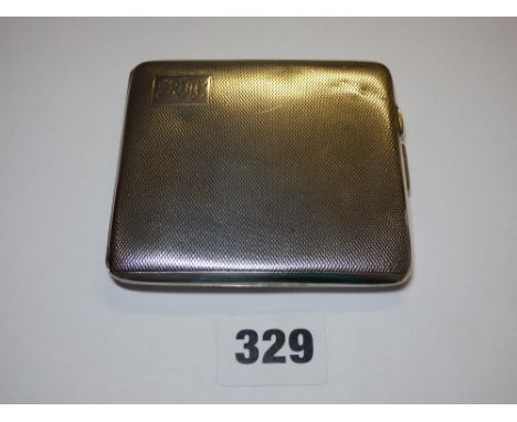 HM SILVER CIGARETTE CASE, ENGINE TURNED DECORATION 