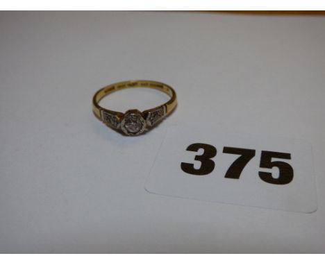 LADIES 18CT AND PLAT 3 STONE DIAMOND RING SIZE R 2.7G APPROX 