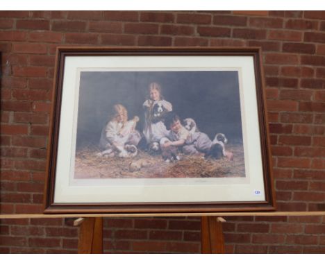 DAVID SHEPHERD LIMITED EDITION PRINT 298/850 'PLAYTIME' SIGNED IN PENCIL SIGNATURE F/G 50CM X 76CM