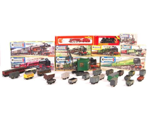A collection of assorted mostly kit built 00 gauge model railway train set locomotives and rolling stock comprising of 8x box