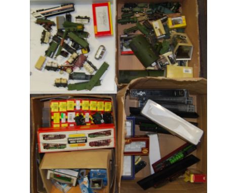 A LARGE collection (x3 boxes) of assorted 00 gauge model railway trainset items - scenic elements - and trackside accessories