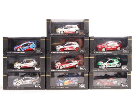 A collection of 10x assorted IXO 1/43 scale precision diecast model cars to include; RAM380 Fiat Grande Punto S2000 #15 Rally