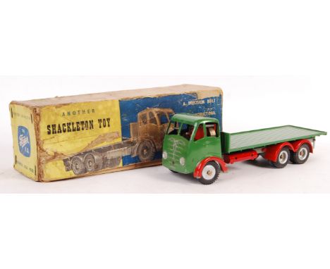 A rare vintage Shackleton made scale precision diecast model clockwork mechanical ' Foden ' wagon / lorry. In green and red. 