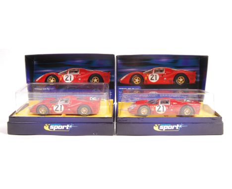 Scalextric - Two a limited edition Scalextric Sport 1/32 scale slot racing car No. C2641A ' Ferrari 330 P4 Le Mans 1967 '. Le