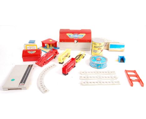 A large collection of assorted Galoob / Ideal made Micro Machines playsets and cars to include; Secret Auto Supplies Motor Oi