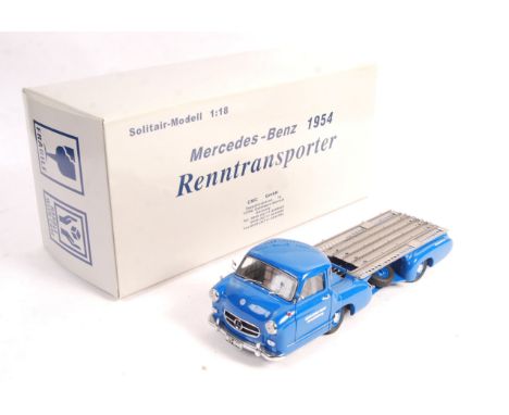 A rare CMC made 1/18 scale precision diecast model Mercedes Benz 1954 Renntransporter. Appears mint and complete with accesso