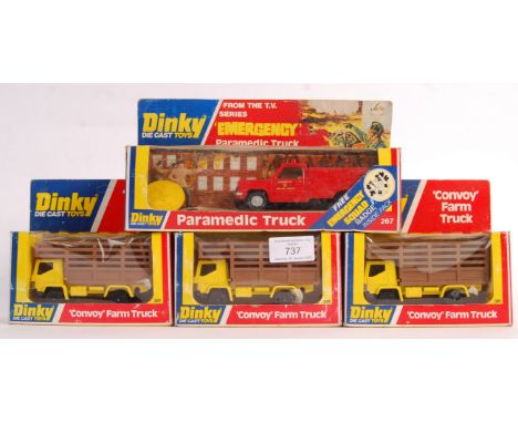 A collection of 4x assorted original vintage Dinky scale diecast vehicle sets to include; 267 Paramedic Truck and 3x 381 'Con