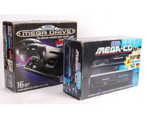 Two rare original Sega games console boxes (NO CONTENTS). Sega Mega Drive 16-Bit and Sega Mega CD. Both boxes present with al