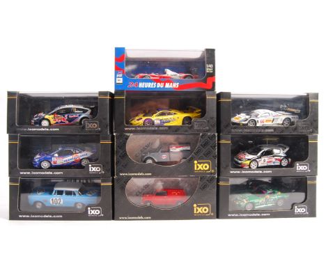 A collection of 10x assorted IXO 1/43 scale precision diecast model cars to include; LMM190 Audi R10 TDI #14 LMPI Le Mans 201