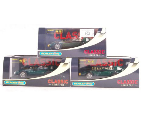 Scalextric - a collection of x3 Scalextric ' Classic Grand Prix ' series 1/32 scale slot racing cars. Comprising: C2552 Vanwa