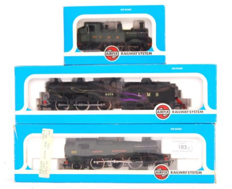 A collection of three original vintage Airfix made 00 gauge model railway train set locomotive engines comprising: 54152-7 0-