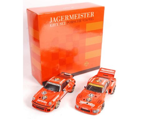 A rare and impressive Exoto made 1/18 scale precision diecast model two car set Jagermeister Porsche 934 &amp; 935 limited ed