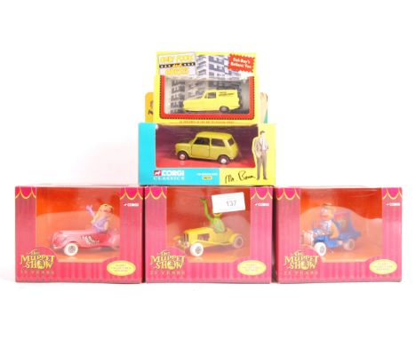 A collection of 5x assorted TV and film related scale diecast model vehicles to include; Corgi 04419 Mr Bean's Mini, Corgi Th