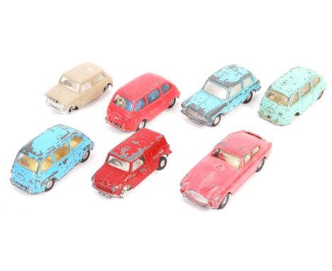 A collection of 7x original vintage Triang Made Spot On 1/42 scale diecast models comprising: 3x Fiat Multipla, Austin Seven,