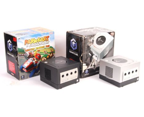 A collection of original vintage Nintendo Gamecube video games computer consoles to include; MarioKart Double Dash sleeved bo