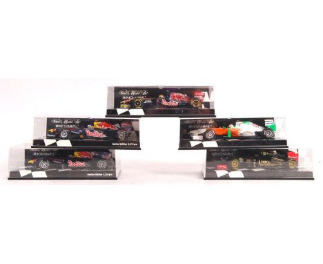 A collection of 5x limited edition Paul's Model Art made Minichamps precision diecast model cars to include; Red Bull Racing 