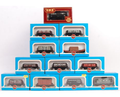 A collection of 12x original vintage Airfix made Railway System 00 gauge model railway train set rolling stock wagons to incl