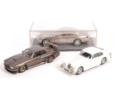 A collection of x3 Jaguar 1/43 scale precision white metal diecast models by; Alezan (Jaguar XJS Koenig, a Jaguar Model Club 