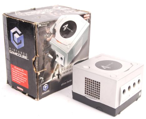 An original Nintendo Resident Evil 4 Limited Edition Platinum Console, matching control pad, official A/C adaptor and aerial 