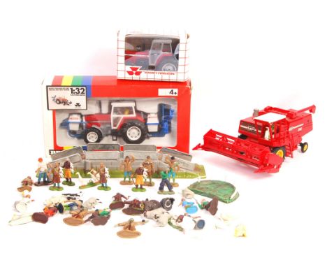 A collection of original Britains made Farm series diecast models and figures. Comprising: 9607 Massey Ferguson MF 3680 Tract
