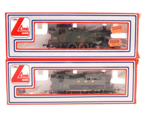 A pair of original vintage Lima made 00 Gauge model railway train set locomotive engines comprising: 205117M WG 9400 GWR 0-6-