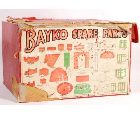 An incredibly original vintage 1950's Bayko advertising point of sale toy shop display ' Spare Parts ' cabinet. Red card oute