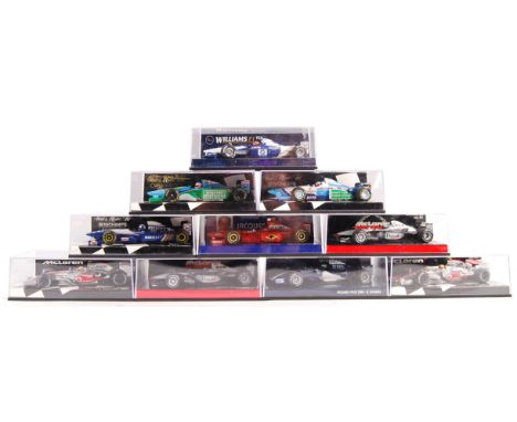 A collection of Paul's Model Art Minichamps 1/43 Scale precision diecast model racing cars to include; Williams FW28 2006 N. 