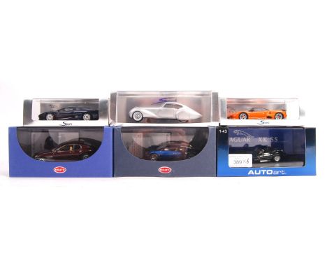 A collection of 6x 1/43 scale precision diecast models. Comprising: Minimax Spark S0767 Jaguar XJ220, S2703 Delage (AF), S077