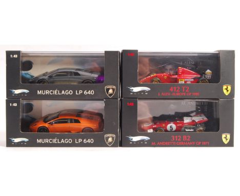 A collection of 4x limited edition Hotwheels Elite 1/43 scale precision diecast model cars to include; P4883 Murcielago LP 64