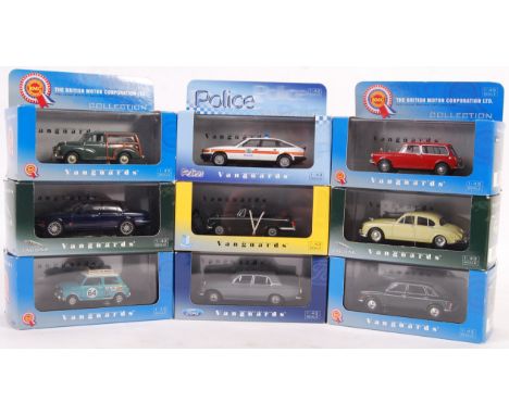 A collection of 9x Lledo Vanguards 1/43 scale diecast models to include Jaguar, Police, Ford, Triumph BMC etc. All models app